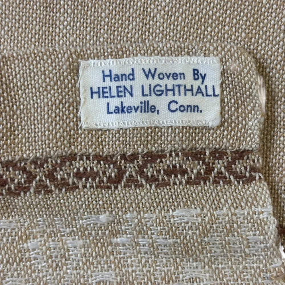 Vintage Helen‎ Lighthall Hand Woven Linen Napkins Set of 6 Beige Brown 18x13